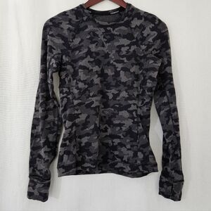 Lululemon Athletica Long Sleeve Sweater in Black & Gray Camo Women's Size 8